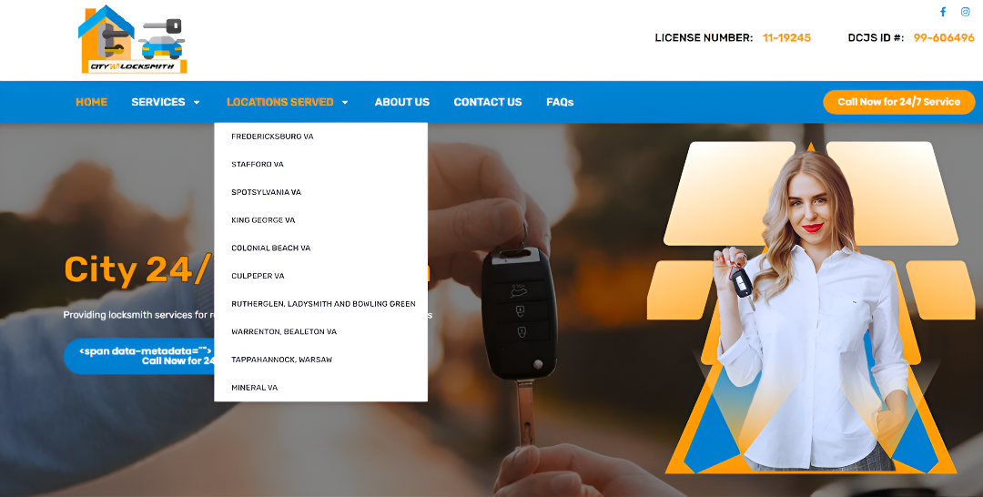 Pages were created for service areas to cover local seo.